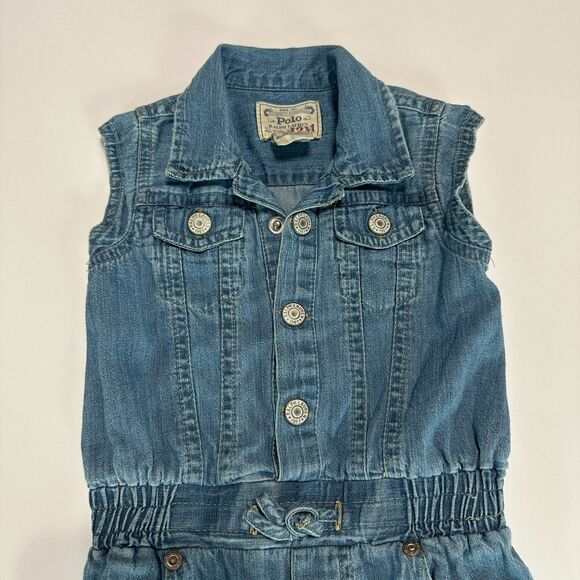 Polo Ralph Lauren Denim Romper Size 12 months Baby Girl  Vintage - Picture 3 of 4